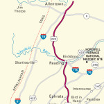 Map of Appalachian Trail through Pennsylvania.