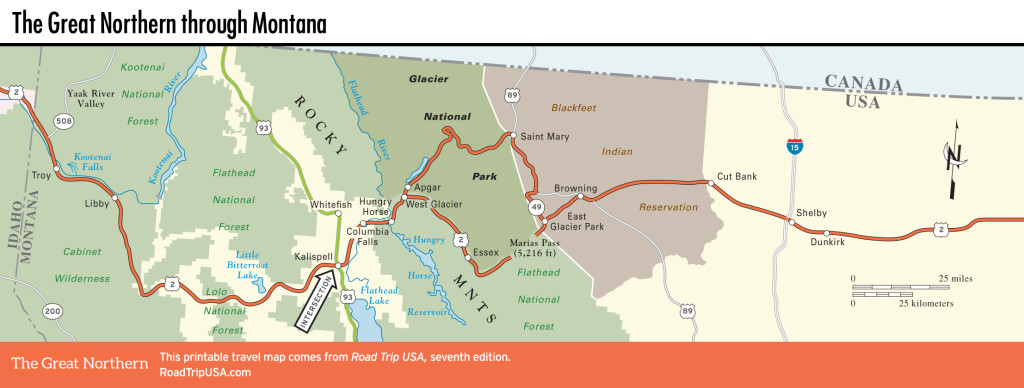 Map of the Great Northern through Western Montana.