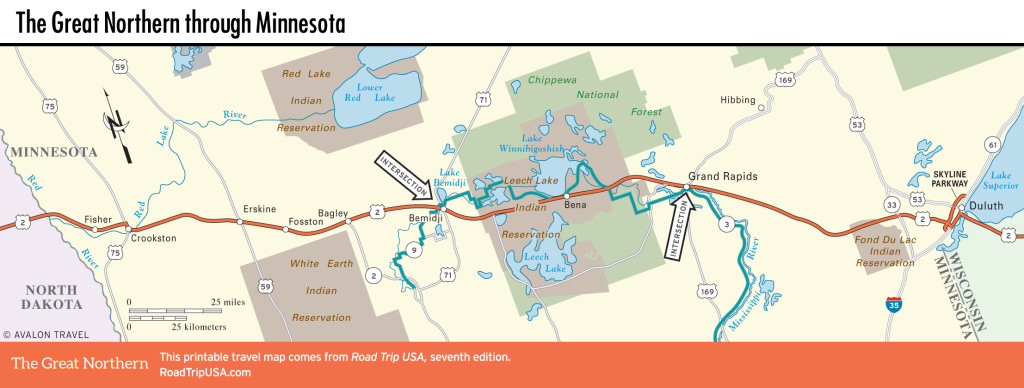 Map of the Great Northern through Minnesota.