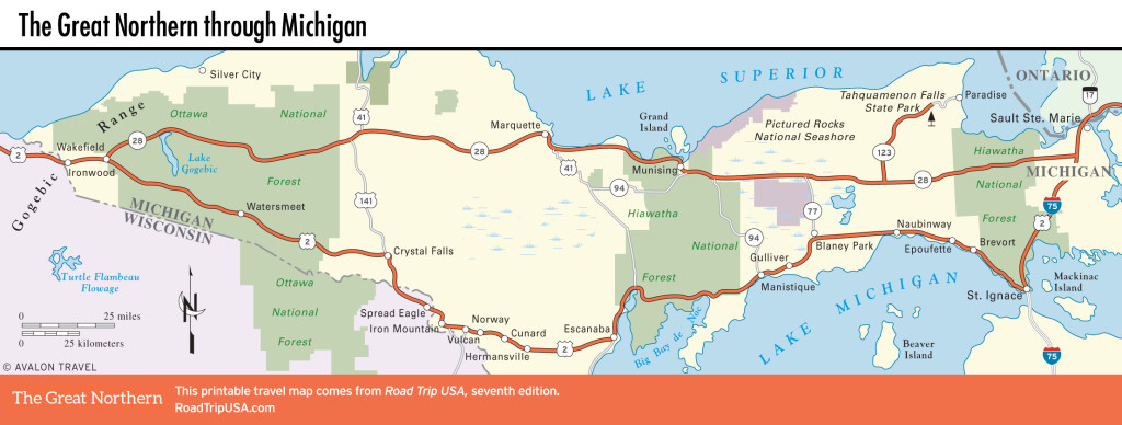 Map of the Great Northern through Michigan.