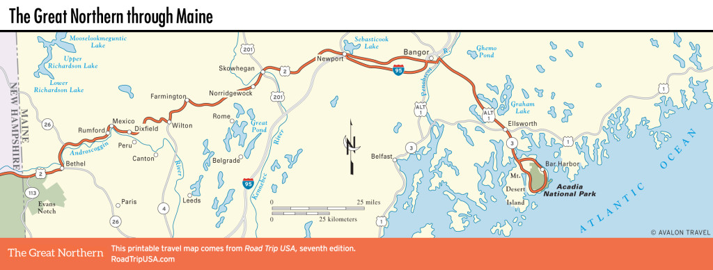 Map of the Great Northern through Maine.