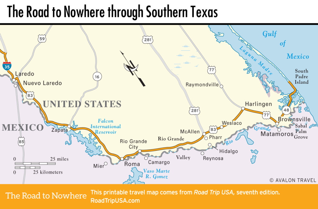 Map of the Road to Nowhere through Southern Texas.