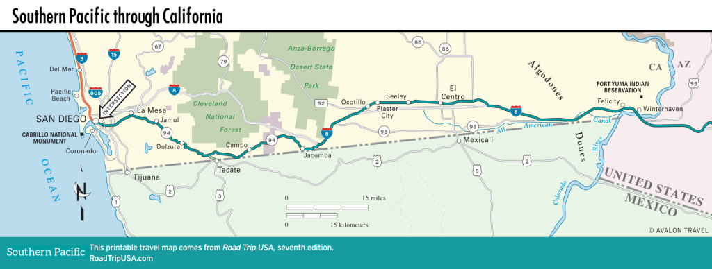 Map of Southern Pacific through California.