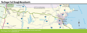 Map of the Oregon Trail through Massachusetts.