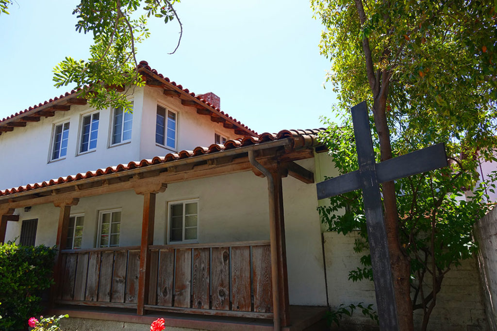 View of the exterior of Mission San Luis Obispo de Tolosa.